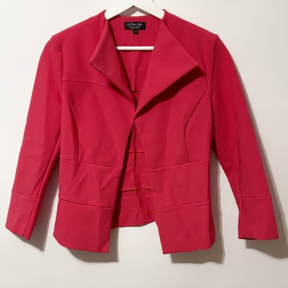 La Petite Robe Chiara Boni Pink Pleated Blazer Size 42